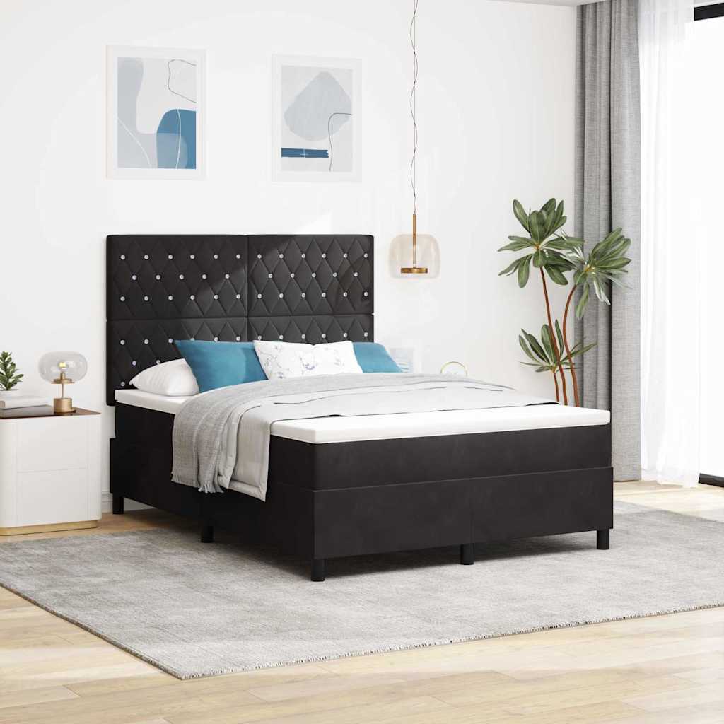 Box Spring Bed Argyle Manual Black and White 203 x 152 x 128 cm