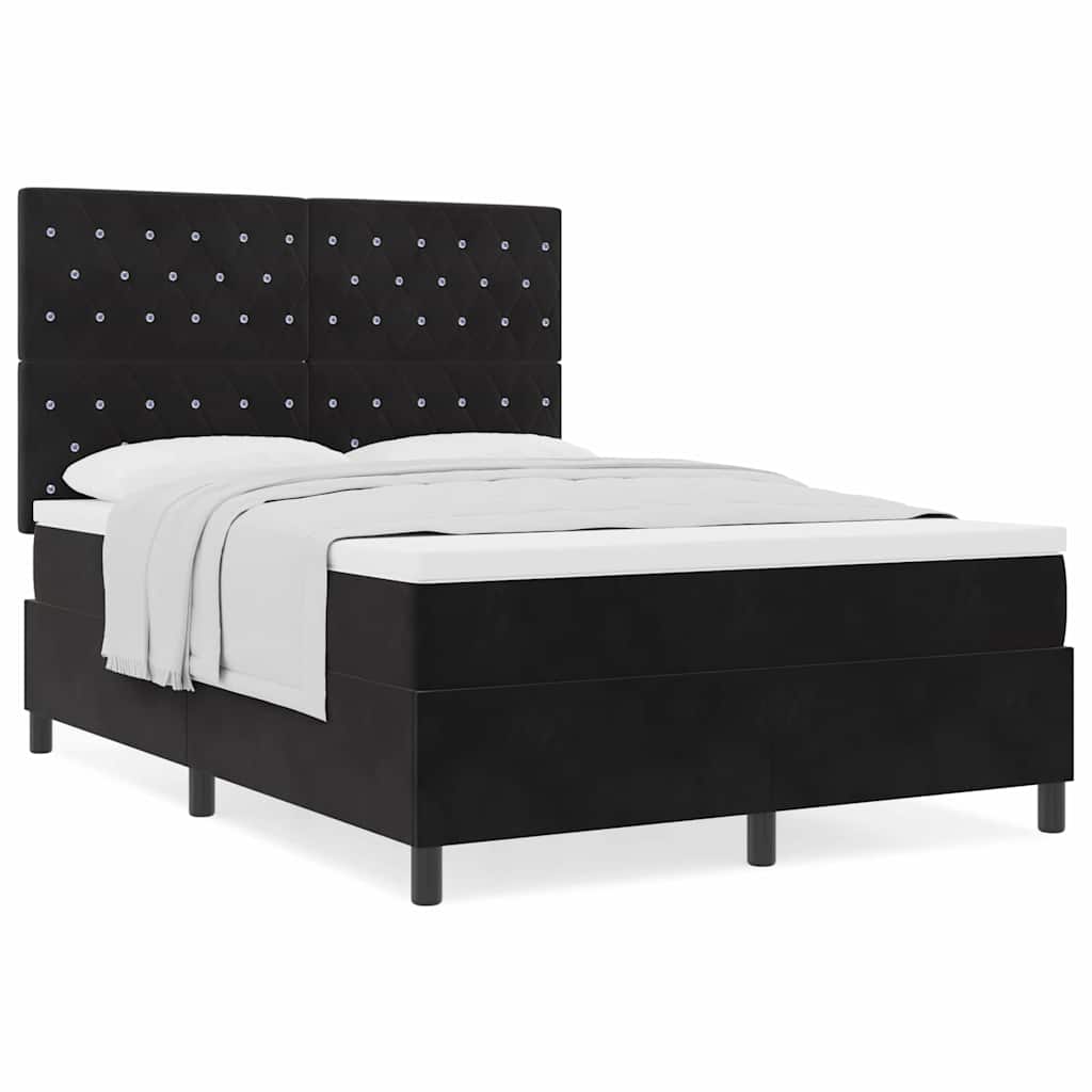 Box Spring Bed 203 x 152 x 128 cm Velvet, Engineered wood