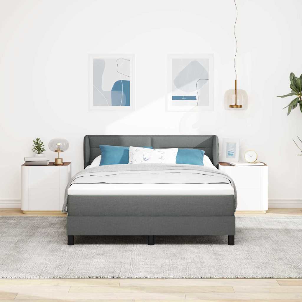 Box Spring Bed Striped with Headboard Manual 193 x 137 x 88 cm