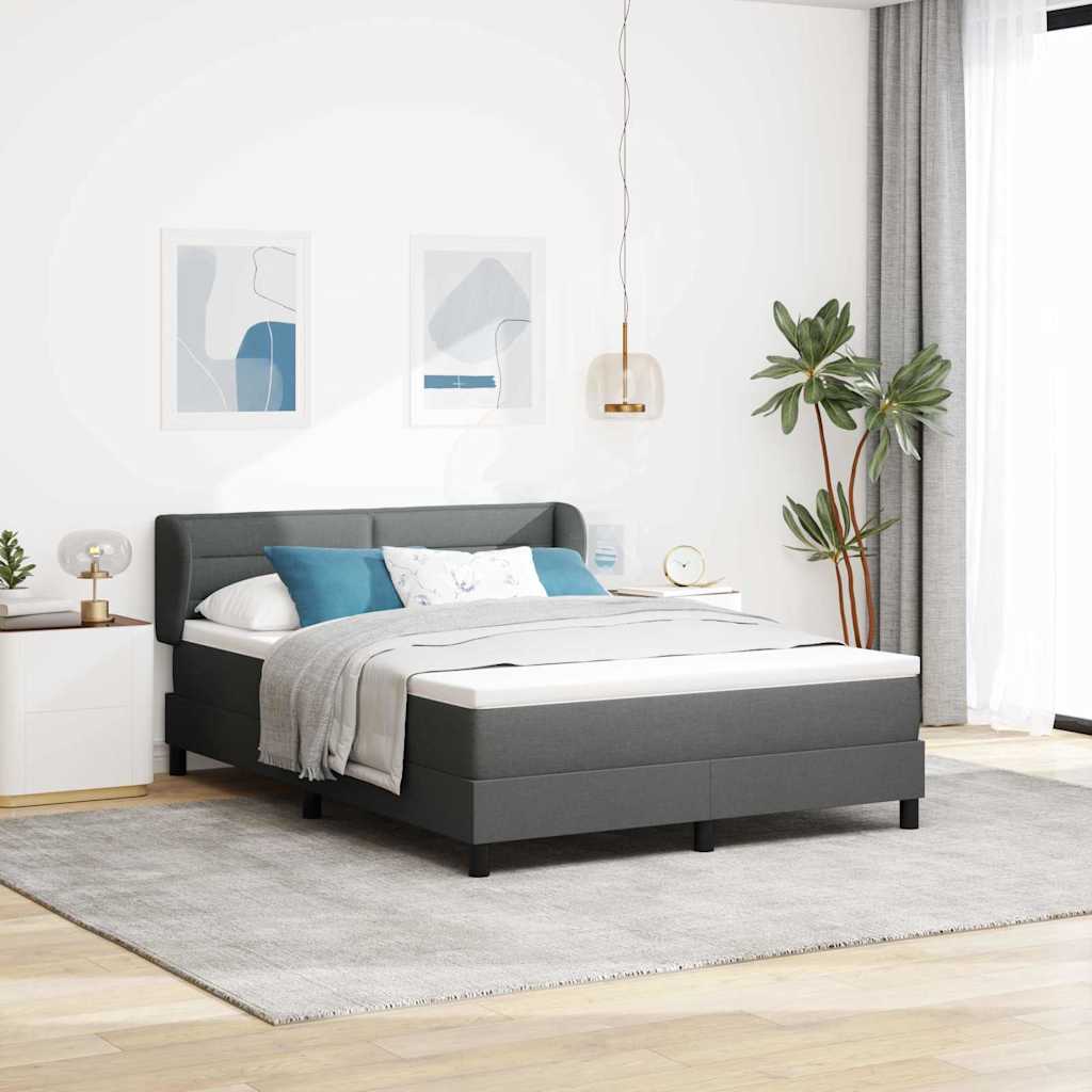 Box Spring Bed Striped with Headboard Manual 203 x 152 x 88 cm