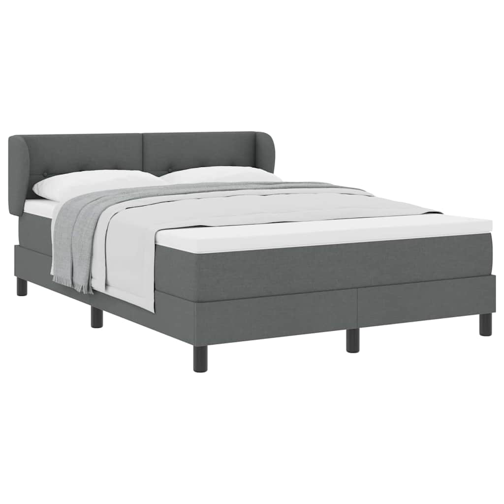 Box Spring Bed Manual Dark Grey and White 203 x 152 x 88 cm