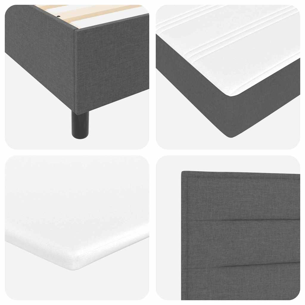 Box Spring Bed Striped with Headboard White 203 x 152 x 128 cm