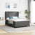 Box Spring Bed Striped with Headboard White 203 x 152 x 128 cm