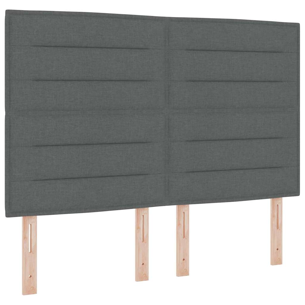 Box Spring Bed Striped with Headboard White 203 x 152 x 128 cm