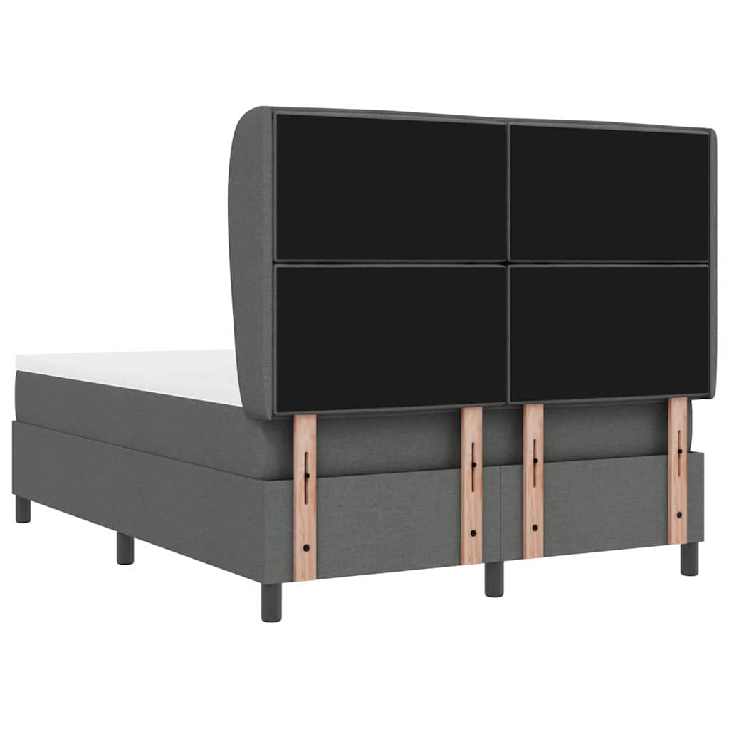 Box Spring Bed Dark Grey and White 152 x 203 cm Fabric