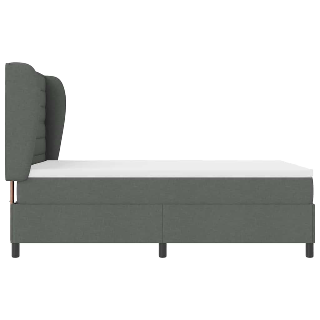Box Spring Bed Striped with Headboard White 203 x 152 x 128 cm
