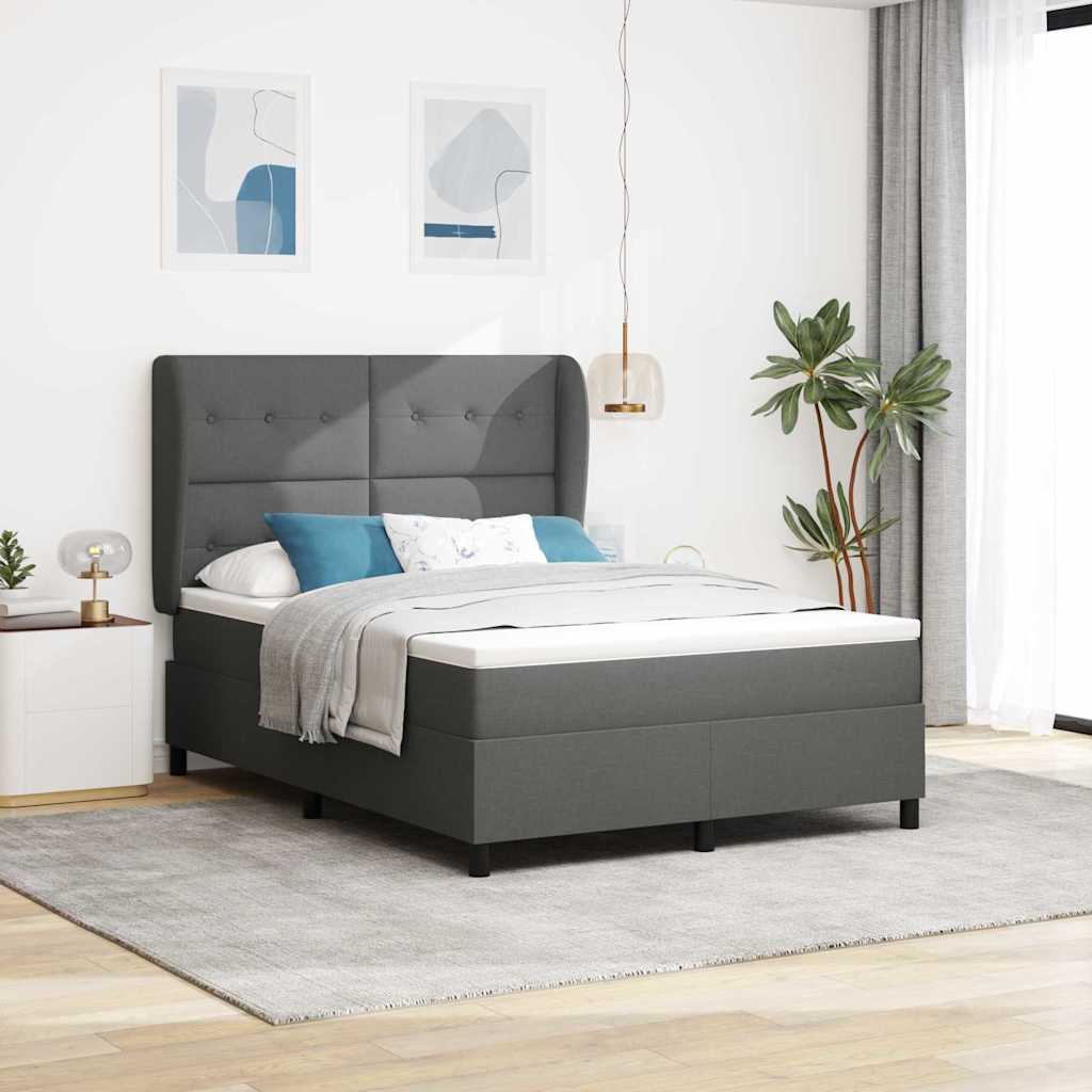 Box Spring Bed with Headboard Manual White 193 x 137 x 128 cm