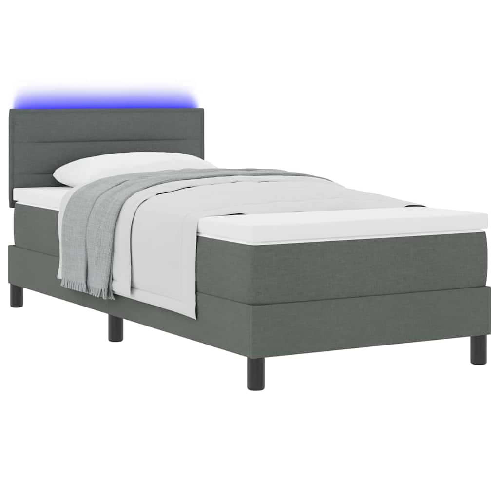 Box Spring Bed with LED Strip Lights Striped 203 x 107 x 88 cm