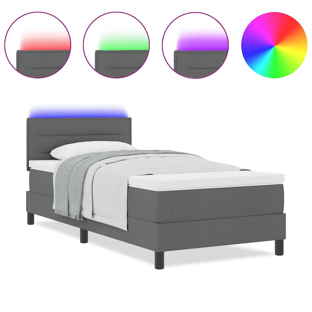 Box Spring Bed with LED Strip Lights Striped 203 x 107 x 88 cm