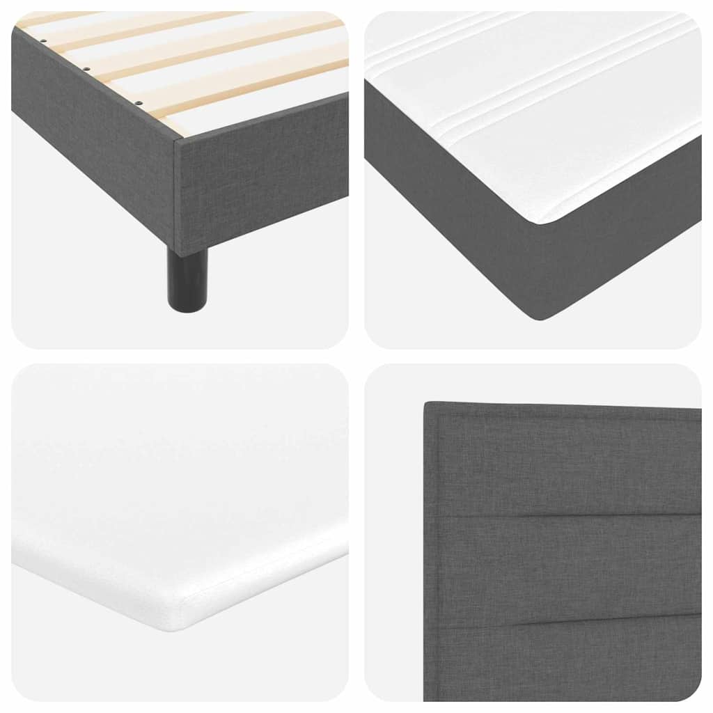 Box Spring Bed Dark Grey and White 137 x 187 cm Fabric