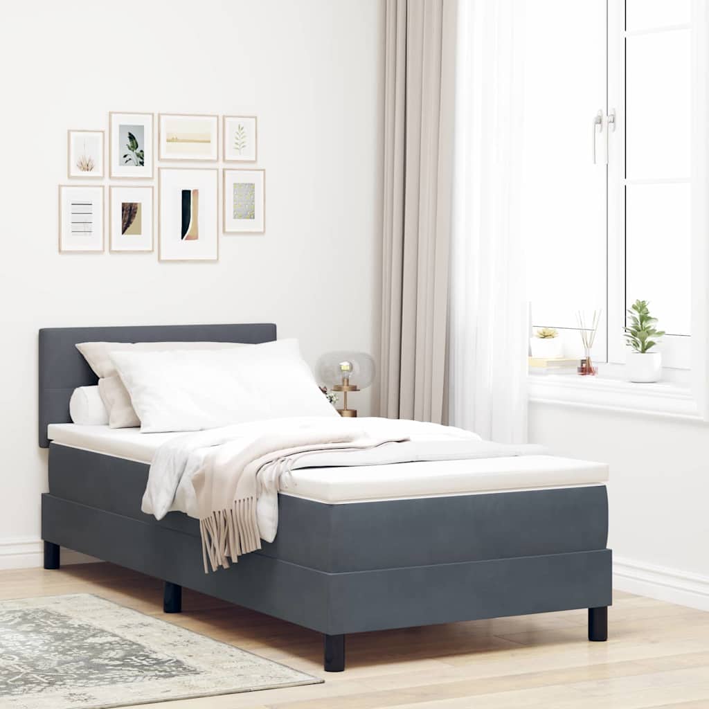 Box Spring Bed Manual Dark Grey and White 203 x 107 x 88 cm
