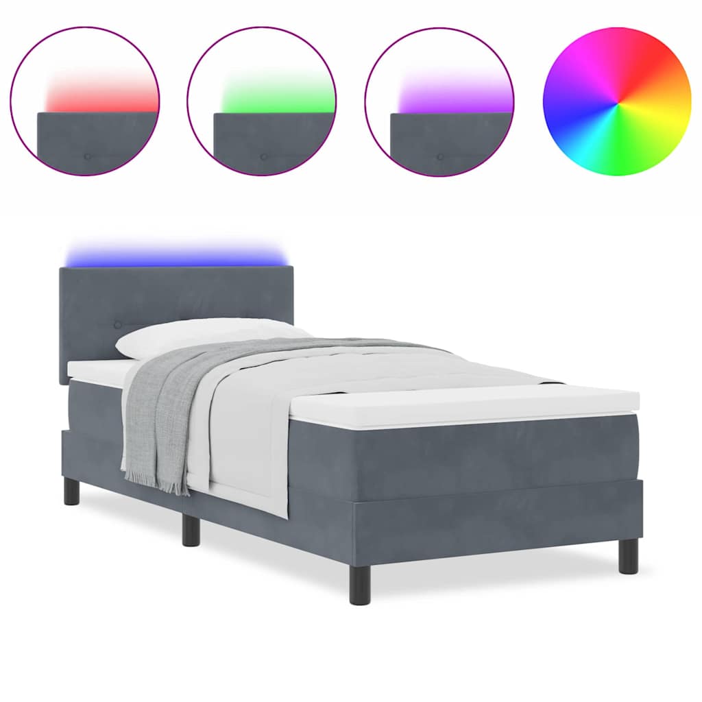 Box Spring Bed with LED Strip Lights Manual 203 x 107 x 88 cm