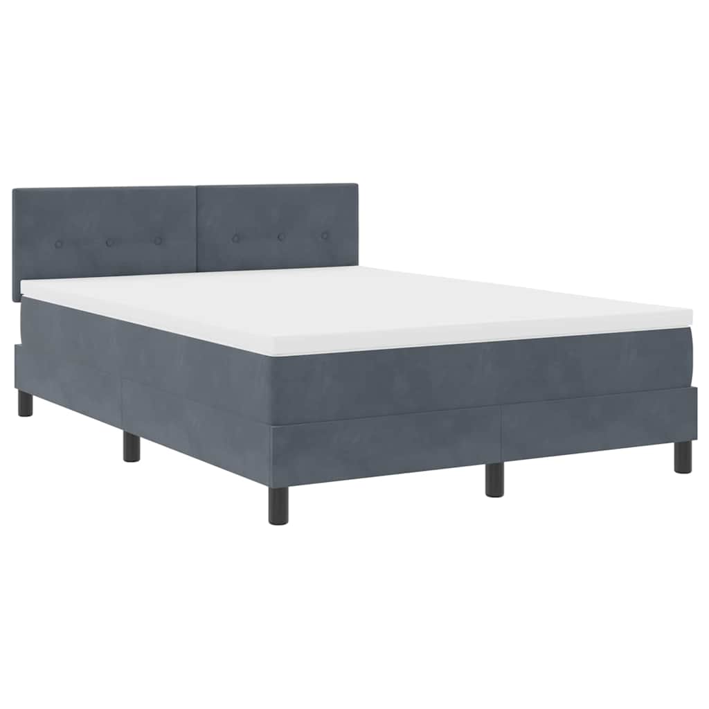 Box Spring Bed Dark Grey and White 152 x 203 cm Fabric