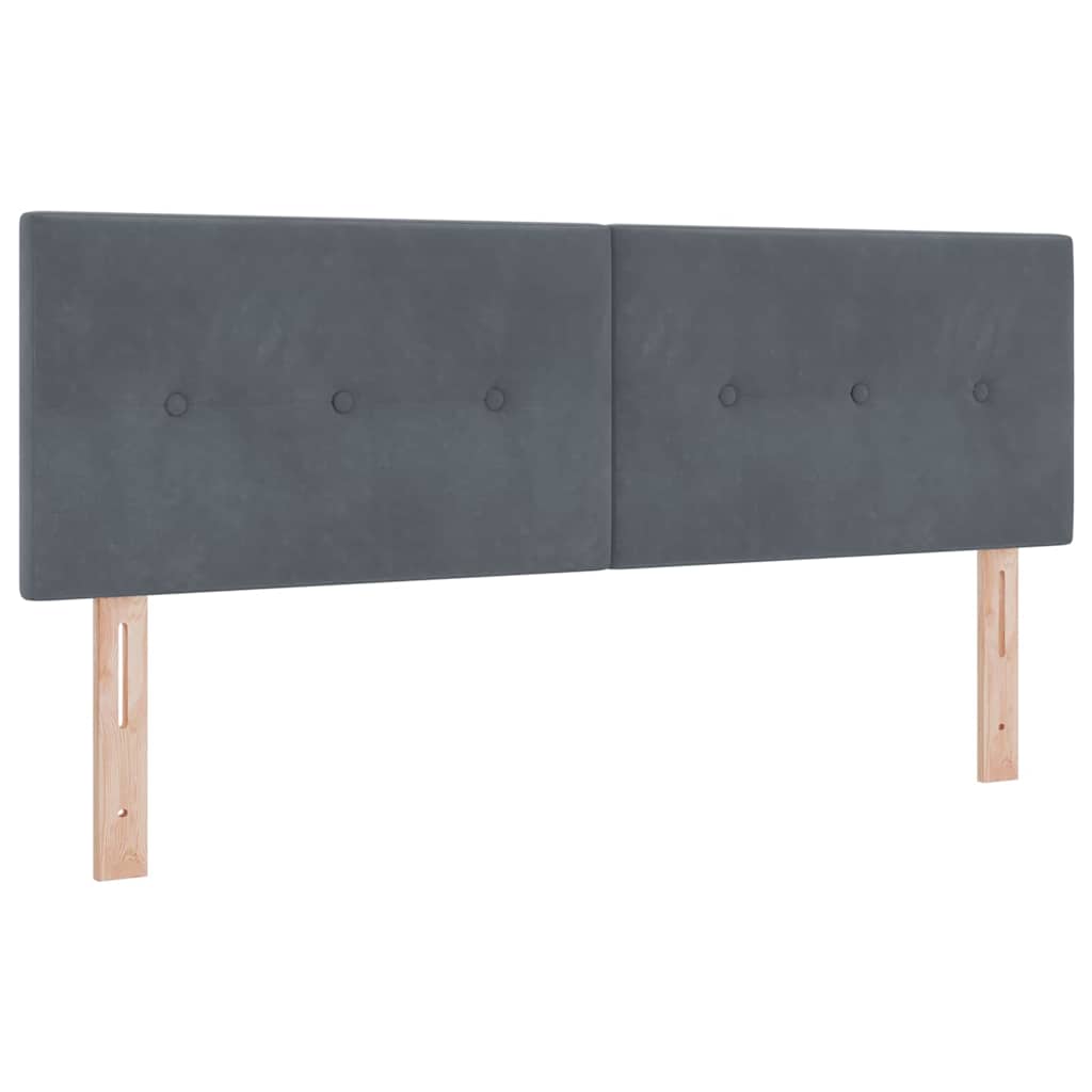 Box Spring Bed Dark Grey and White 152 x 203 cm Fabric