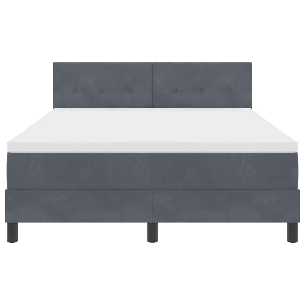 Box Spring Bed Dark Grey and White 152 x 203 cm Fabric
