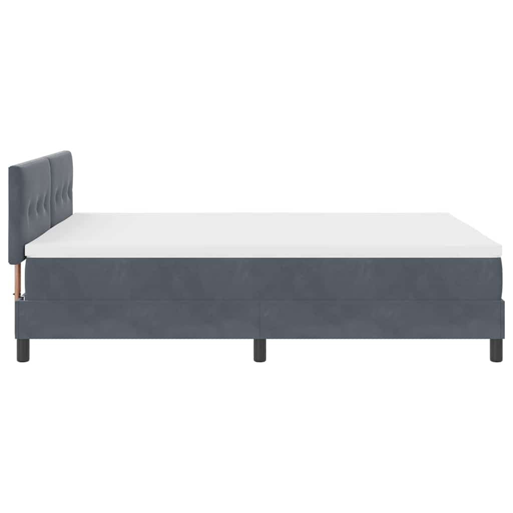 Box Spring Bed Dark Grey and White 152 x 203 cm Fabric