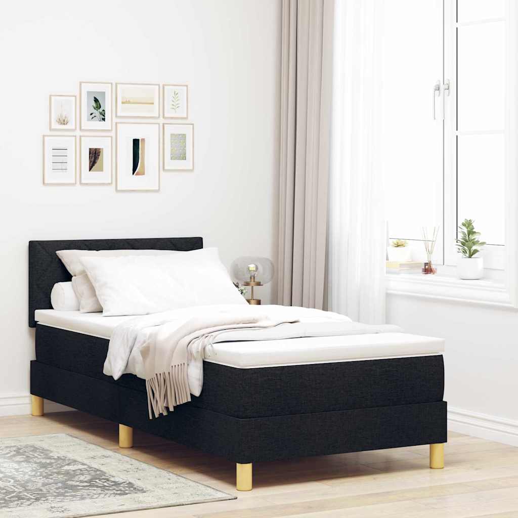 Box Spring Bed Geometric Black and White 203 x 107 x 88 cm