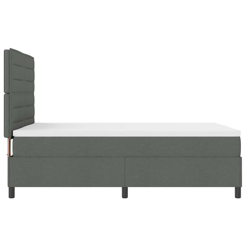 Box Spring Bed Dark Grey and White 152 x 203 cm Fabric