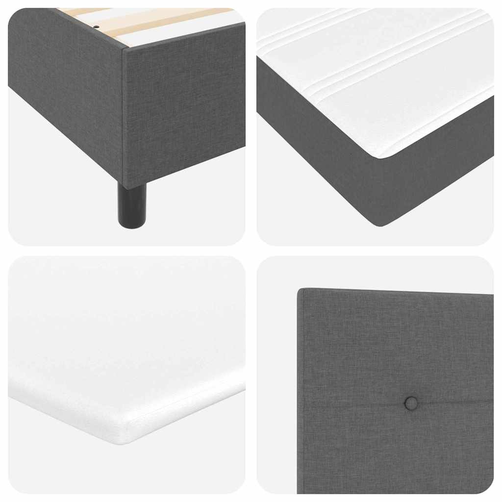 Box Spring Bed Dark Grey and White 152 x 203 cm Fabric