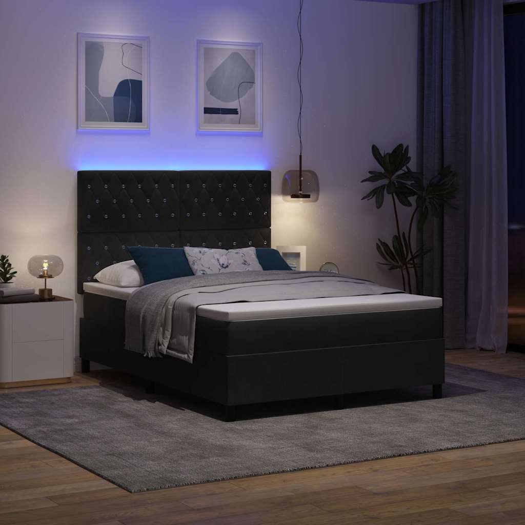 Box Spring Bed Black and White 152 x 203 cm Velvet