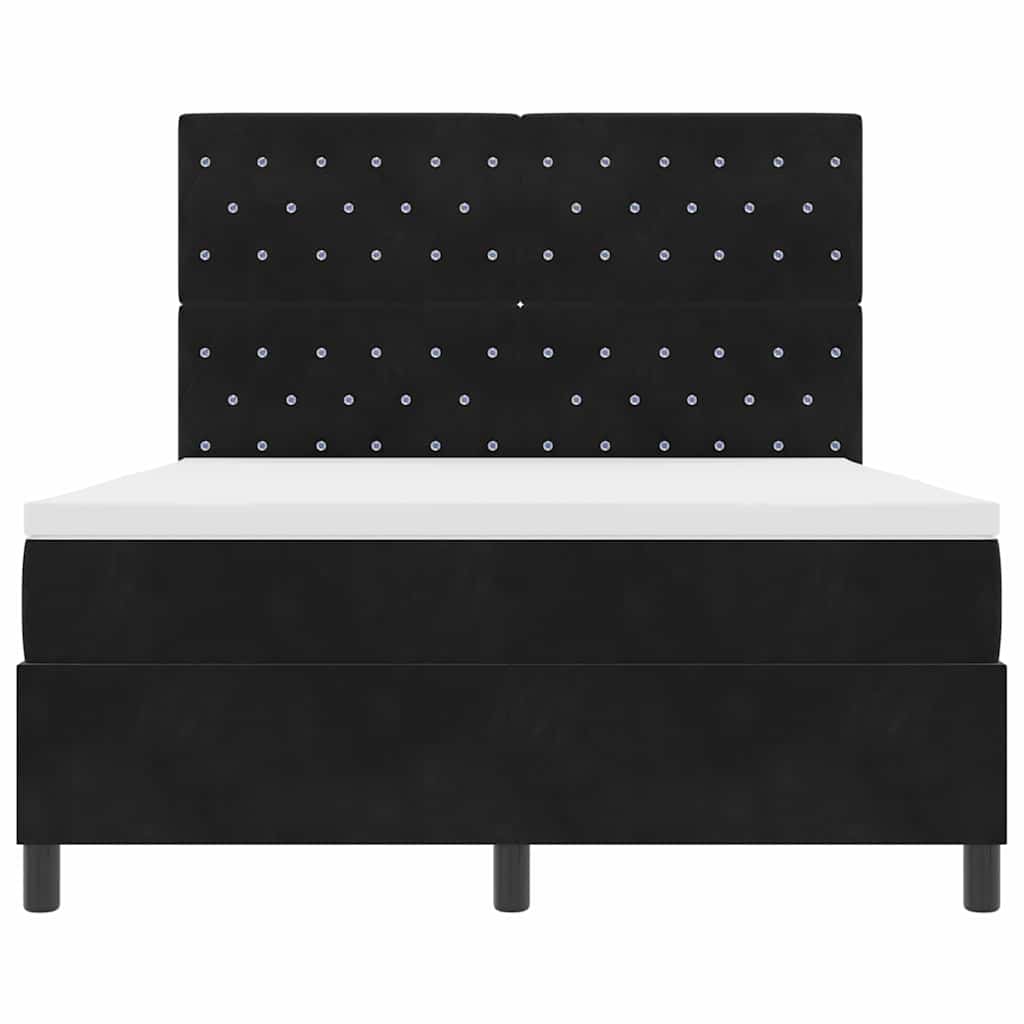 Box Spring Bed Black and White 152 x 203 cm Velvet