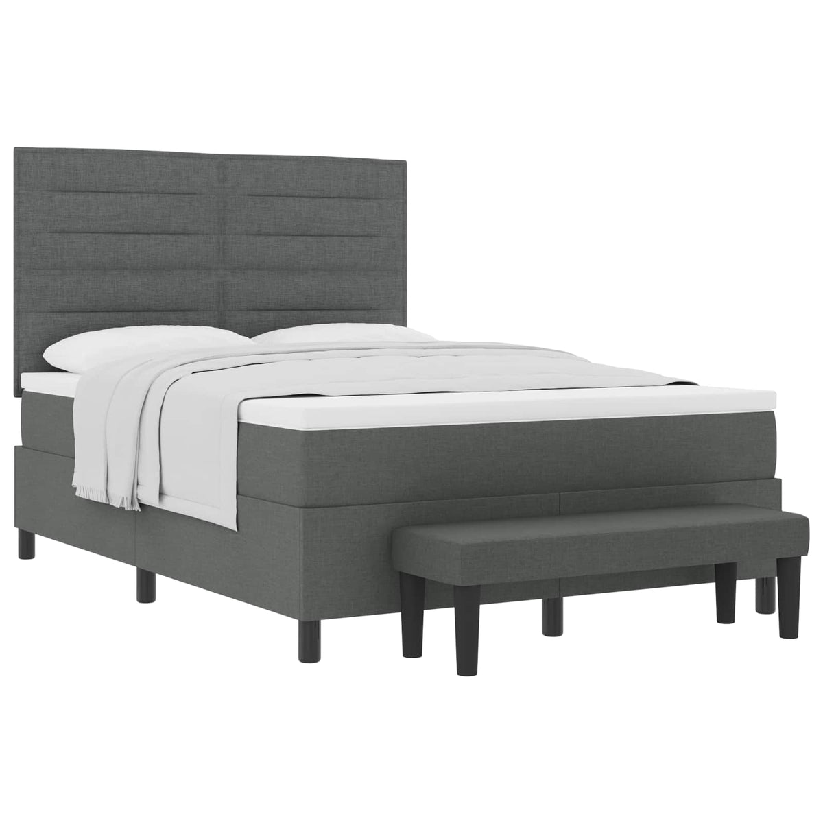 Box Spring Bed with Headboard Dark Grey 137 x 190 cm Fabric