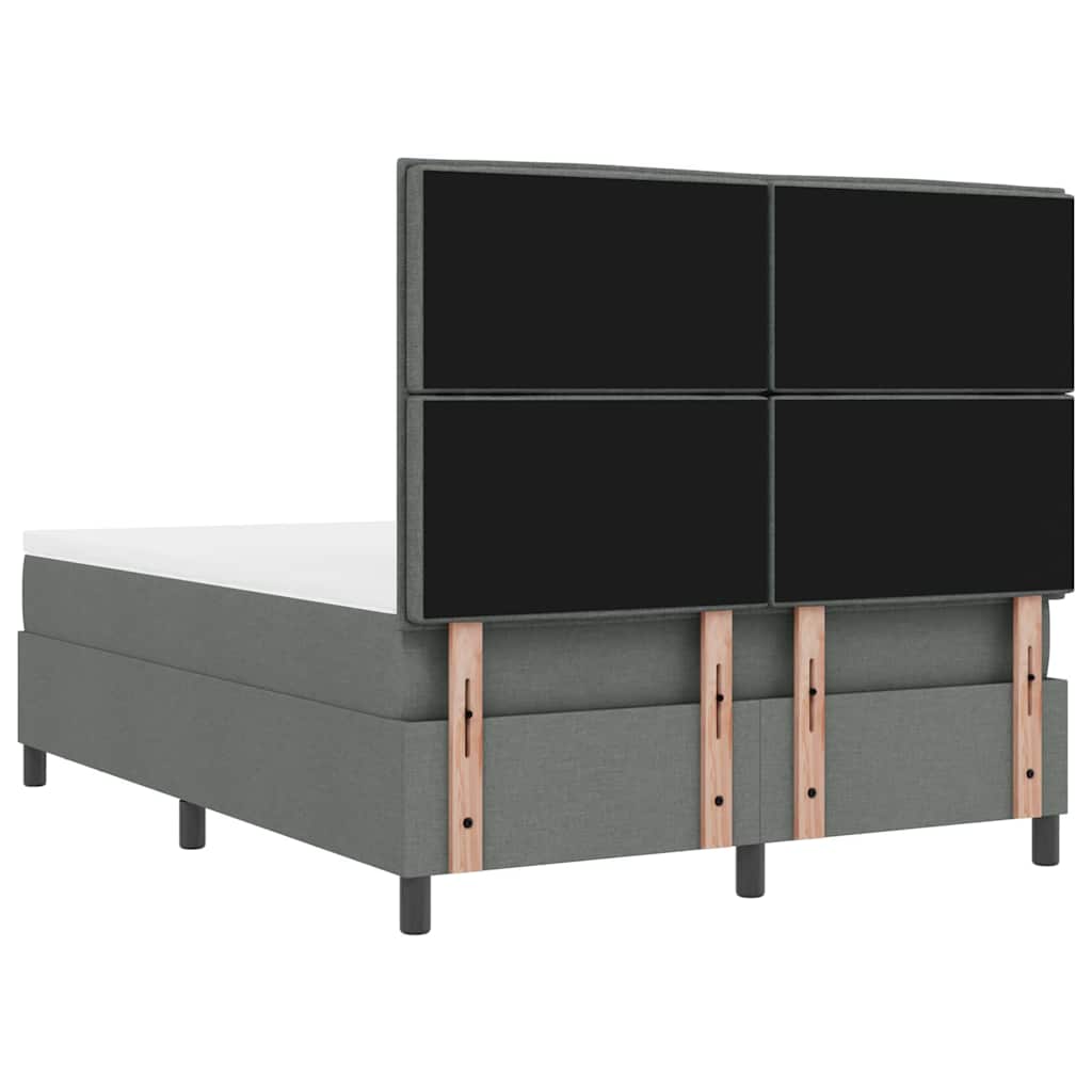 Box Spring Bed with Headboard Dark Grey 137 x 190 cm Fabric