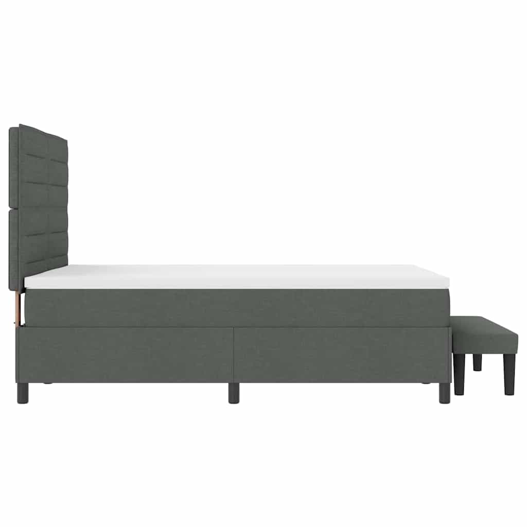 Box Spring Bed with Headboard Dark Grey 137 x 190 cm Fabric