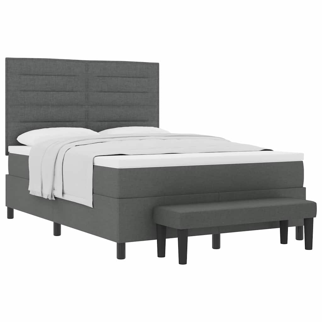Box Spring Bed with Mattress Dark grey 152 x 200 cm