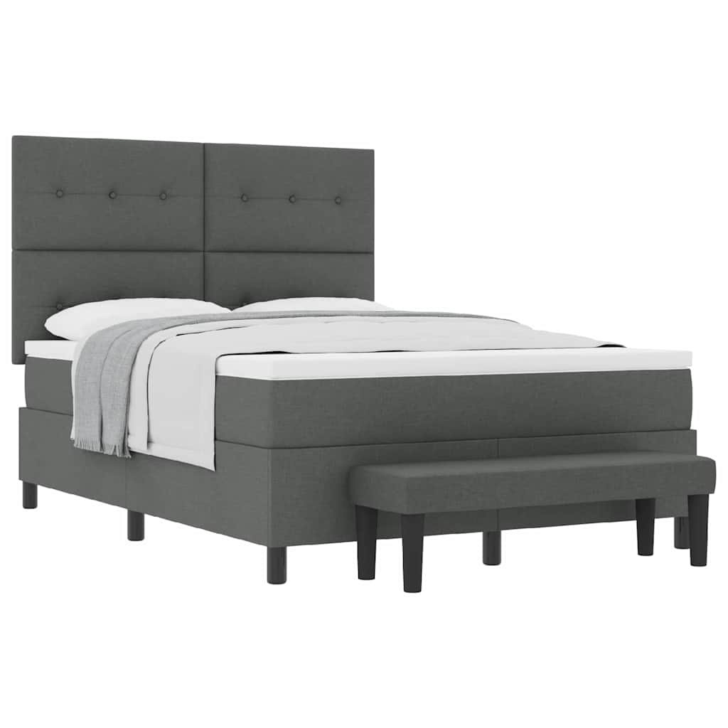Box Spring Bed with Mattress Dark grey 137 x 190 cm