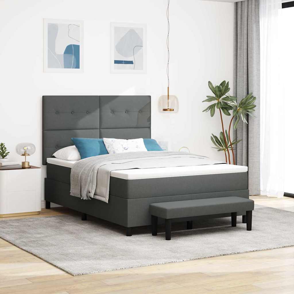 Box Spring Bed with Mattress Dark grey 152 x 200 cm