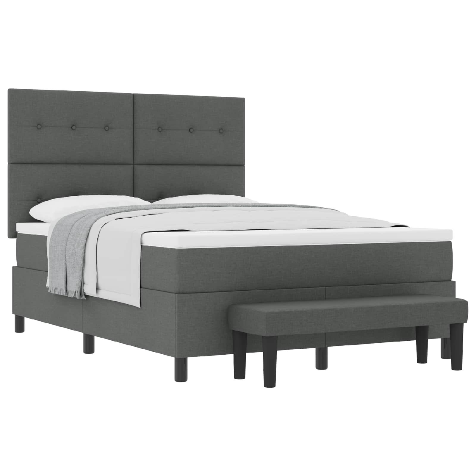 Box Spring Bed with Cushion Dark Grey 152 x 200 cm Fabric