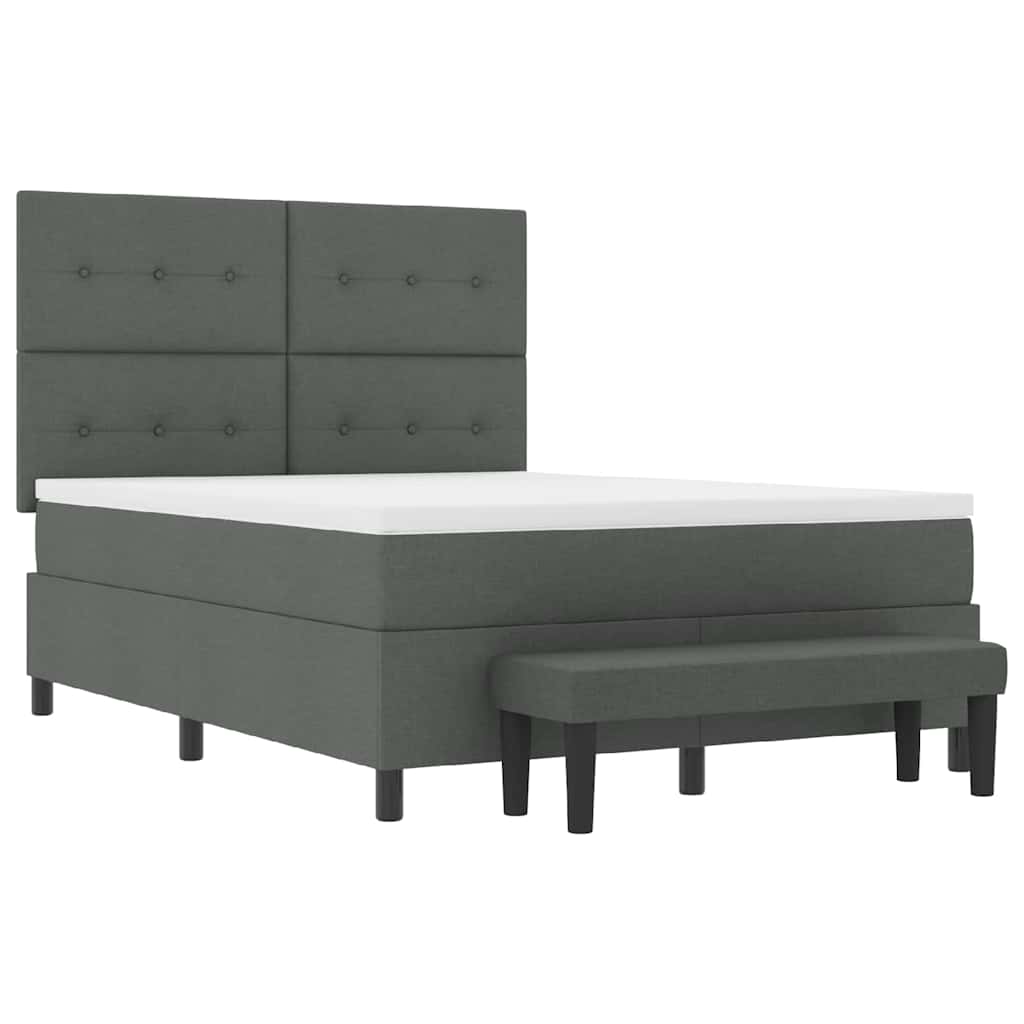 Box Spring Bed with Cushion Dark Grey 152 x 200 cm Fabric