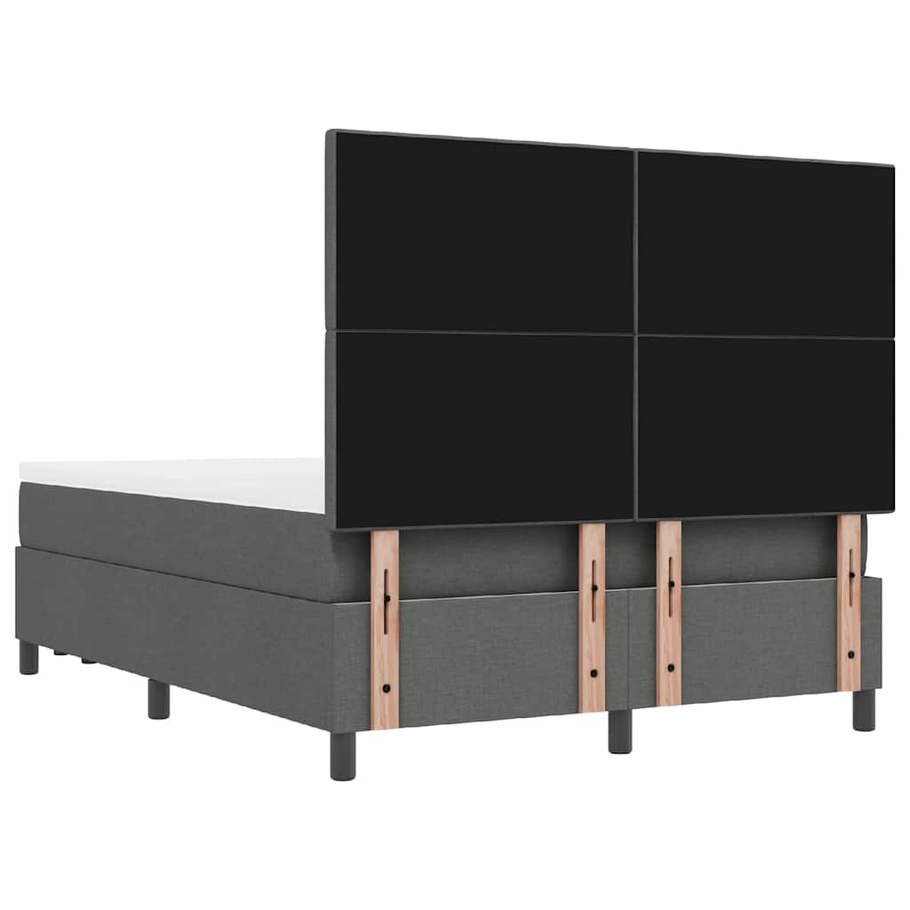 Box Spring Bed with Cushion Dark Grey 152 x 200 cm Fabric