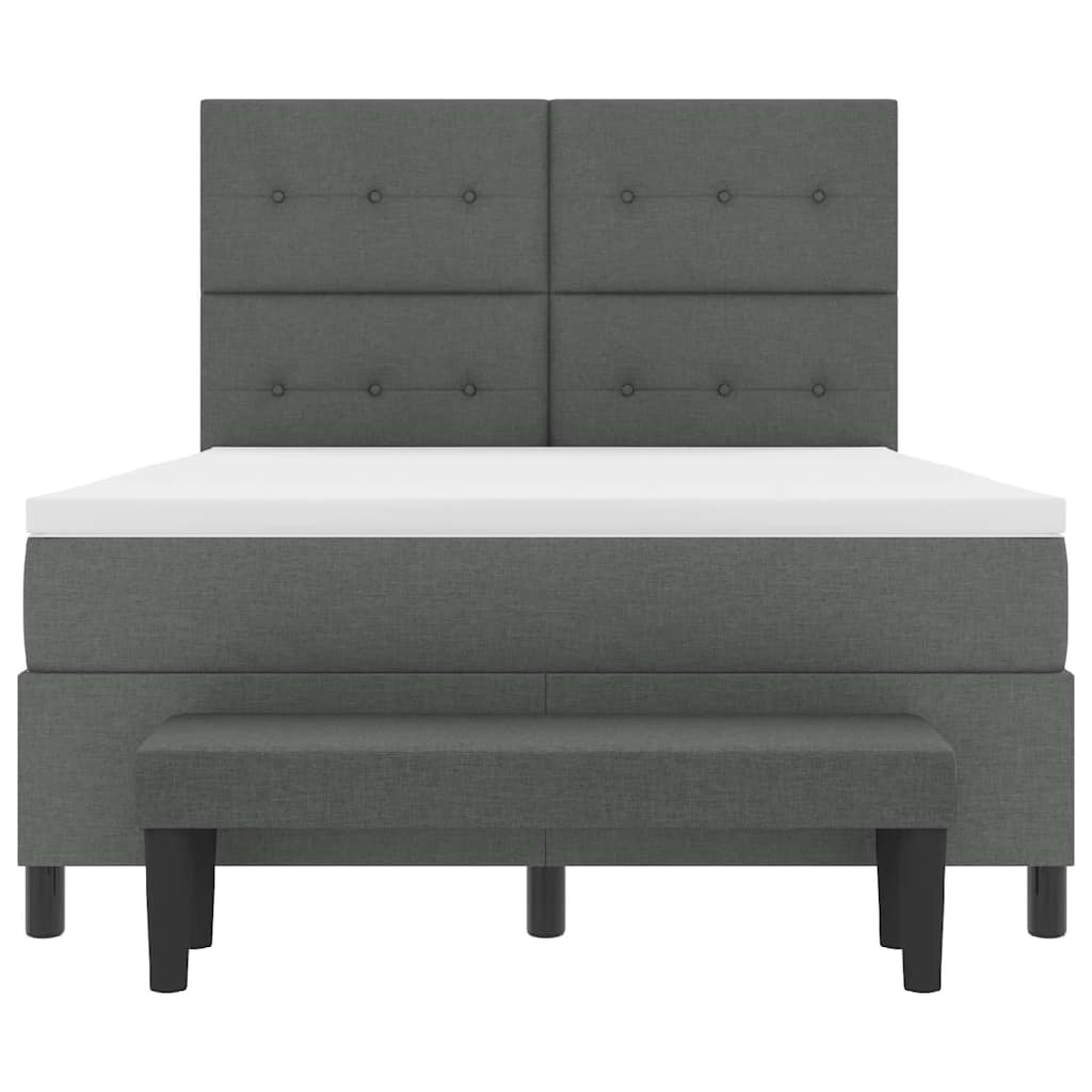 Box Spring Bed with Cushion Dark Grey 152 x 200 cm Fabric