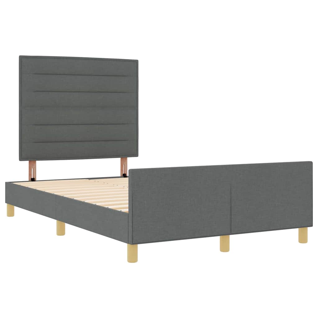 Bed Frame with Headboard Dark Grey 137 x 190 cm Fabric