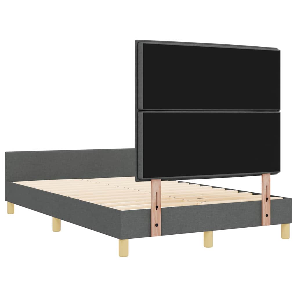 Bed Frame with Headboard Dark Grey 137 x 190 cm Fabric