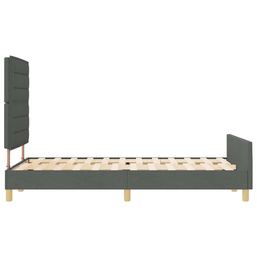 Bed Frame with Headboard Dark Grey 137 x 190 cm Fabric