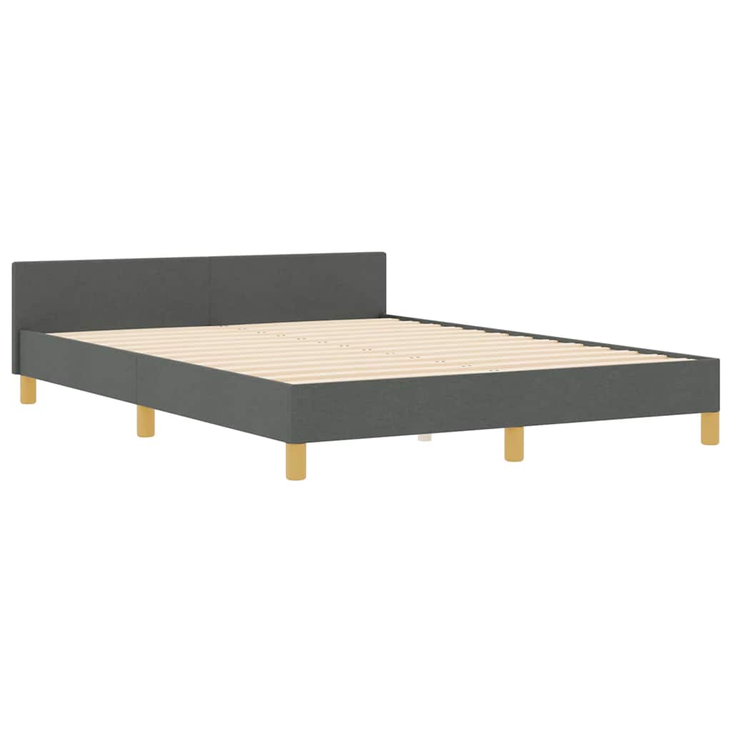 Bed Frame with Headboard Dark Grey 137 x 190 cm Fabric