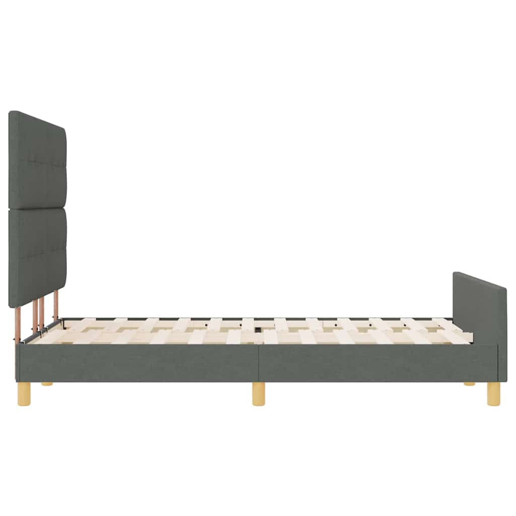 Bed Frame with Headboard Dark Grey 137 x 190 cm Fabric