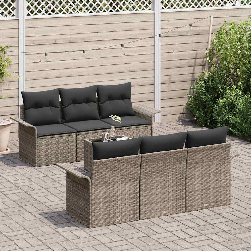 Garden Sofa Set with Cushion Manual 7 pcs Grey 55 x 55 x 37 cm
