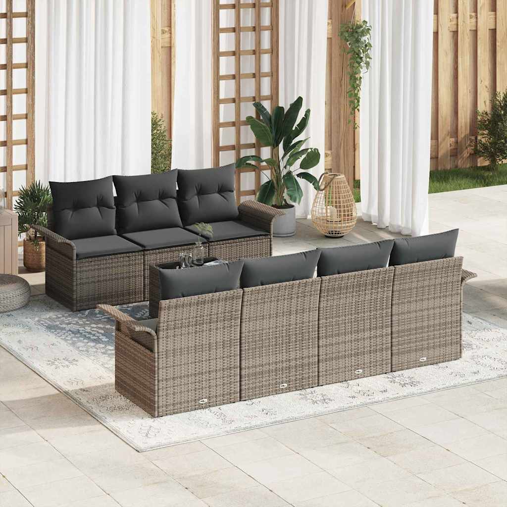 Garden Sofa Set with Cushion Manual 8 pcs Grey 55 x 55 x 37 cm