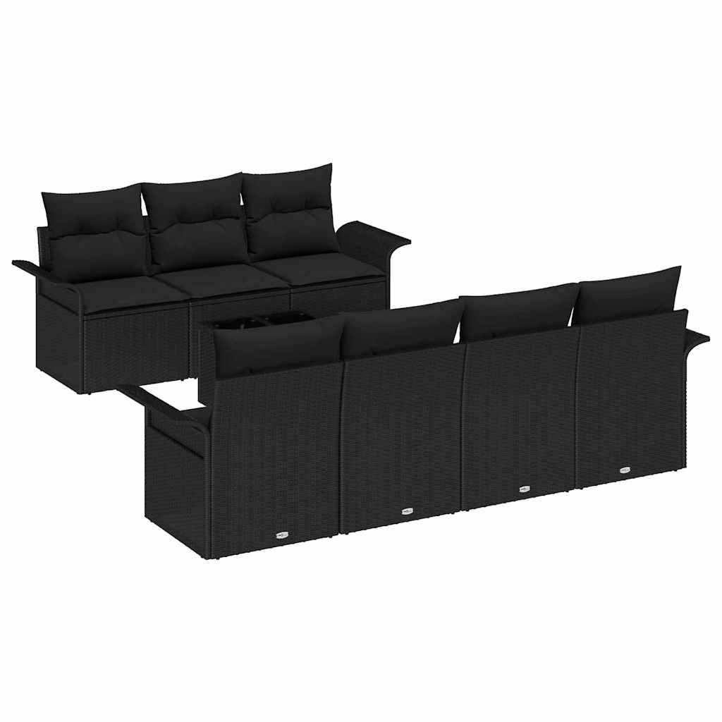 Garden Sofa Set with Cushion Manual 8 pcs Black 55 x 55 x 37 cm