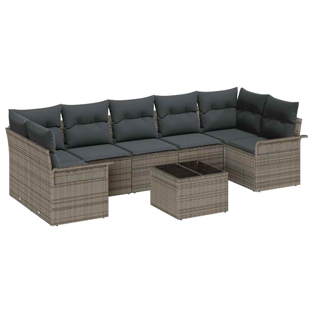 Garden Sofa Set with Cushion Manual 8 pcs Grey 55 x 55 x 37 cm