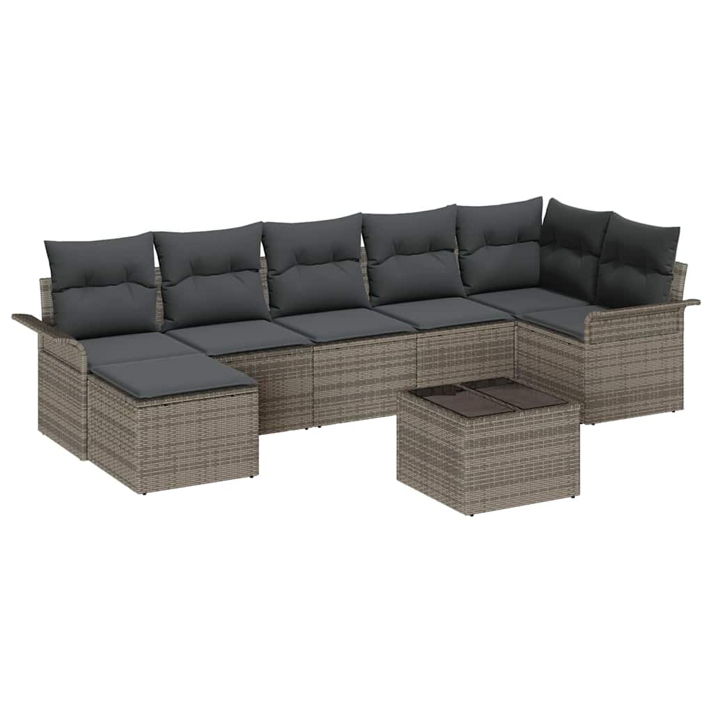 Garden Sofa Set with Cushion 8 pcs Grey Poly rattan