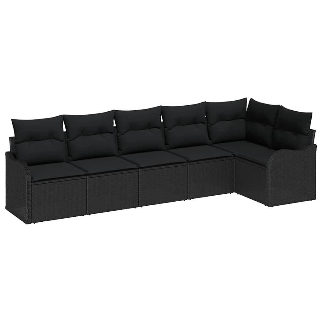 Garden Sofa Set with Cushion 6 pcs Black Poly rattan