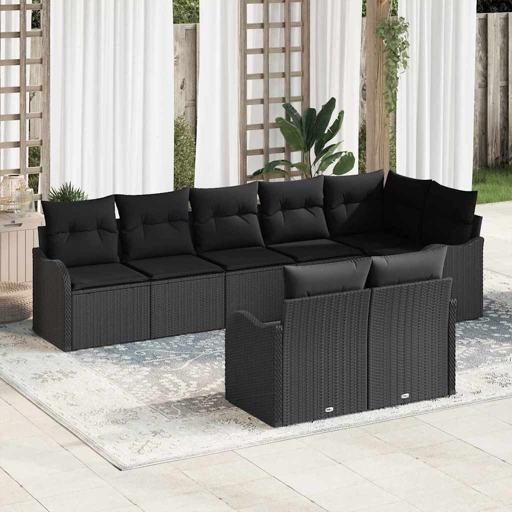 Garden Sofa Set with Cushion 8 pcs Black Poly rattan