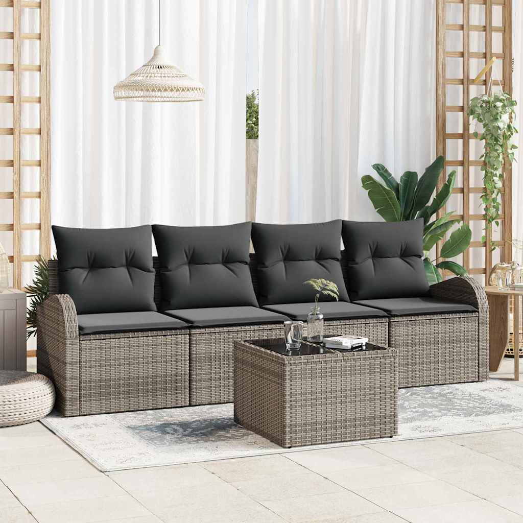 Garden Sofa Set with Cushion Manual 5 pcs Grey 55 x 55 x 37 cm