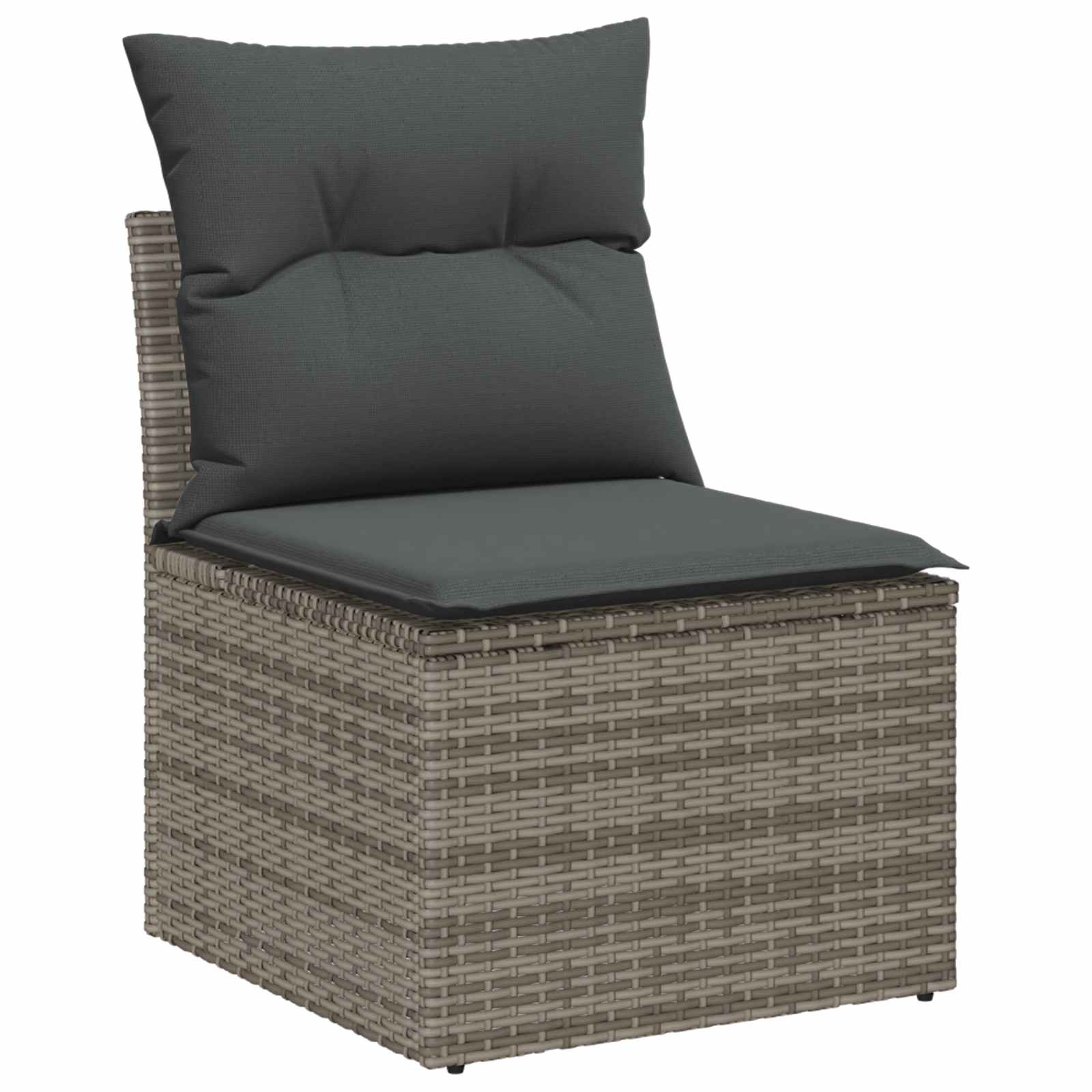 Garden Sofa Set 5 pcs 4-Seater Grey Poly Rattan