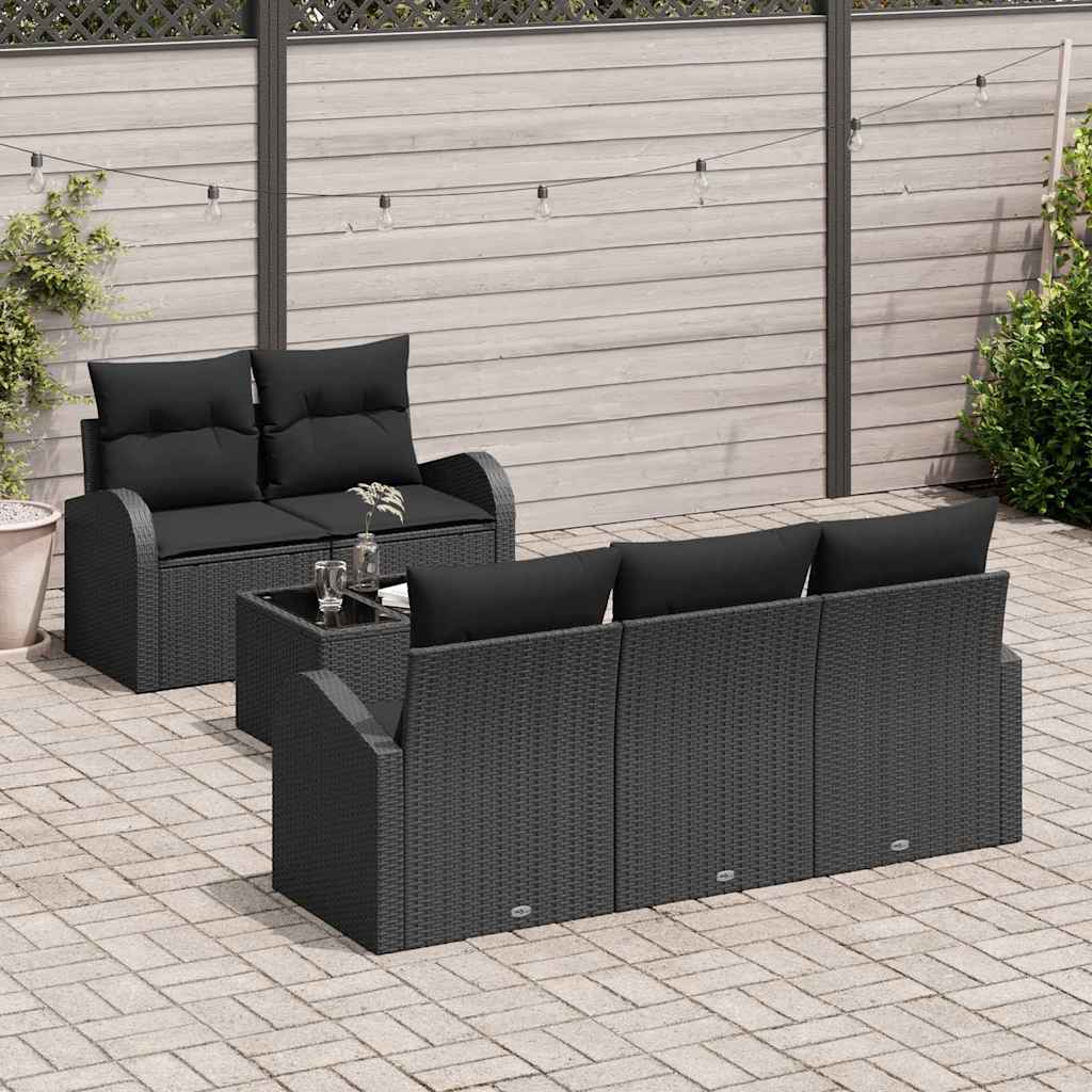 Garden Sofa Set with Cushion Manual 6 pcs Black 55 x 55 x 37 cm